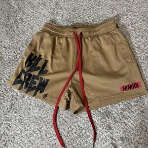 Kill Crew Shorts Mens Medium Beige Mesh Athletic Training MMXX Logo Gym Running